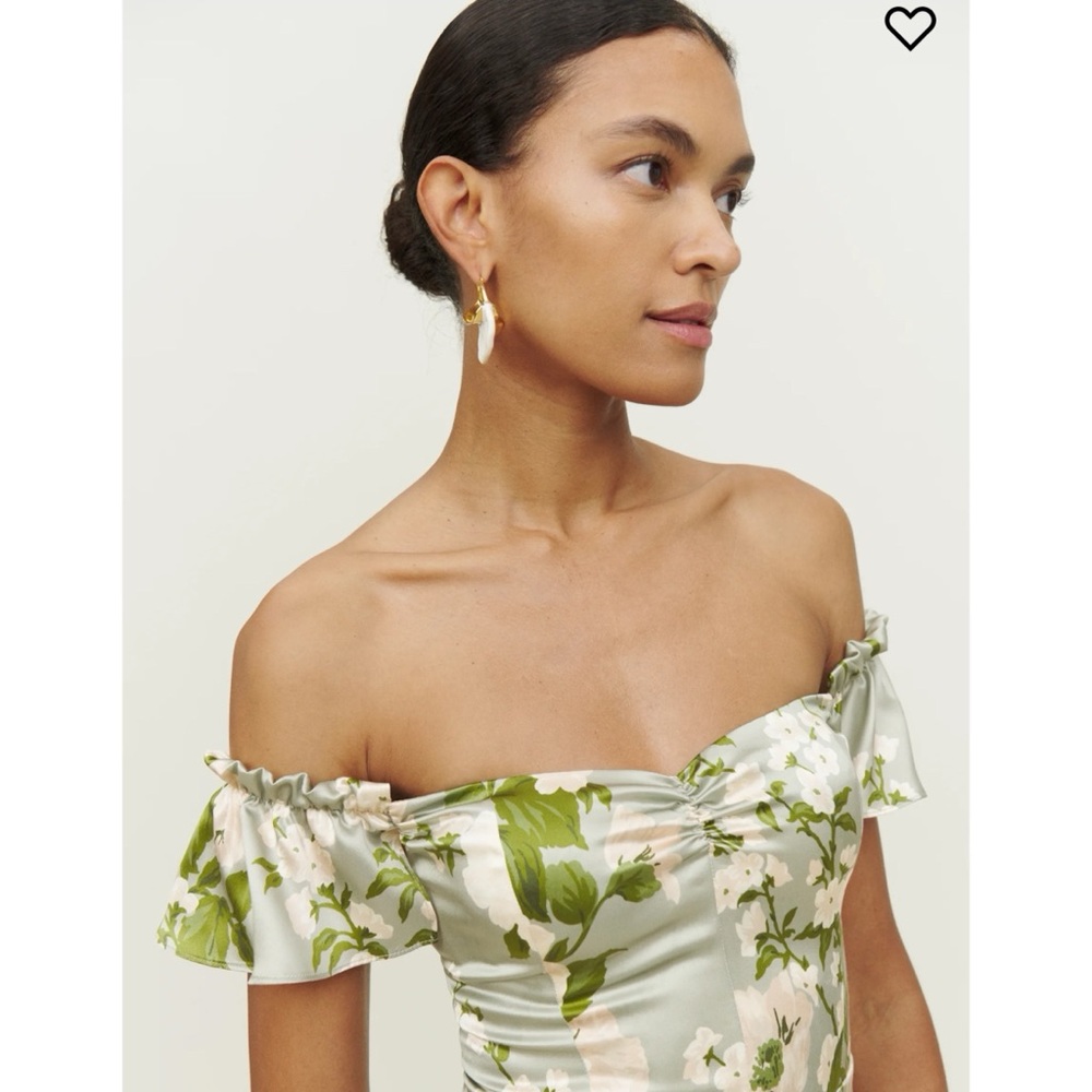 Reformation Sianna Silk Dress in Tarragon - Picture 4 of 13